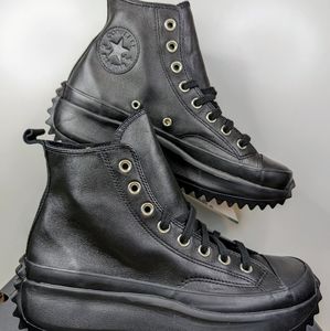 NWB CONVERSE Black Leather Run Star Hike High-Top Sneakers Women's Size 8